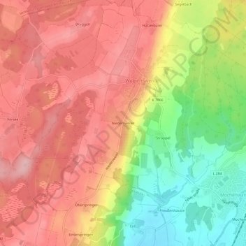 Mappa topografica Niedersweiler, altitudine, rilievo