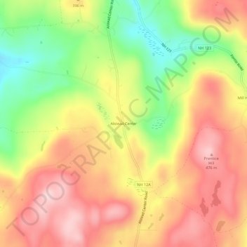 Mappa topografica Alstead Center, altitudine, rilievo