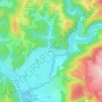 Mappa topografica Longour, altitudine, rilievo