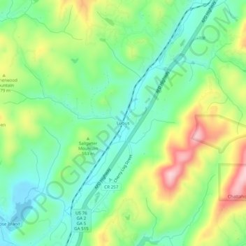 Mappa topografica Lucius, altitudine, rilievo