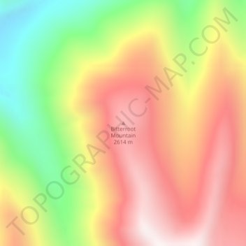 Mappa topografica Bitterroot Mountain, altitudine, rilievo
