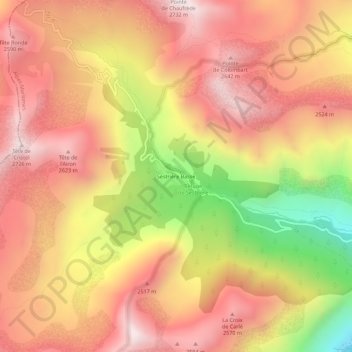 Mappa topografica Sestrière Basse, altitudine, rilievo
