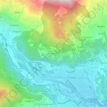 Mappa topografica Ronchi Inferiore, altitudine, rilievo