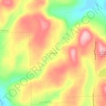 Mappa topografica Fairmount, altitudine, rilievo