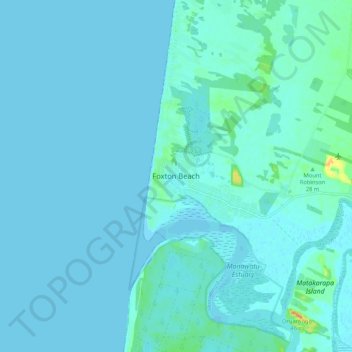 Mappa topografica Foxton Beach, altitudine, rilievo