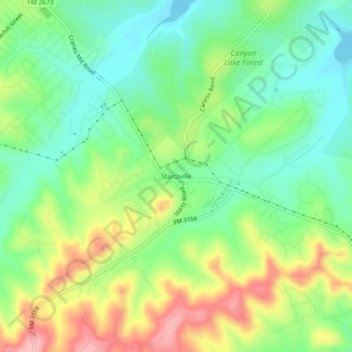 Mappa topografica Startzville, altitudine, rilievo