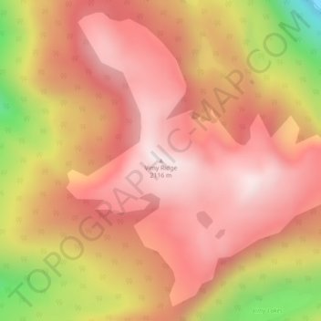 Mappa topografica Vimy Ridge, altitudine, rilievo