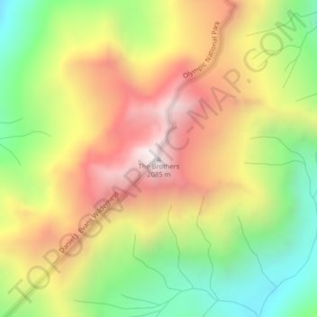 Mappa topografica The Brothers, altitudine, rilievo