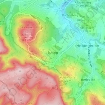 Mappa topografica Schling, altitudine, rilievo