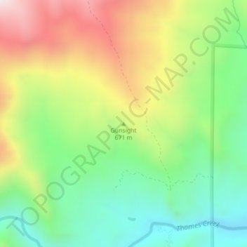 Mappa topografica Gunsight, altitudine, rilievo