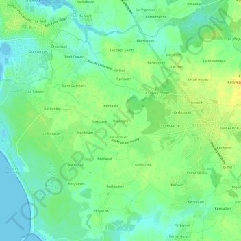 Mappa topografica Kerangre, altitudine, rilievo