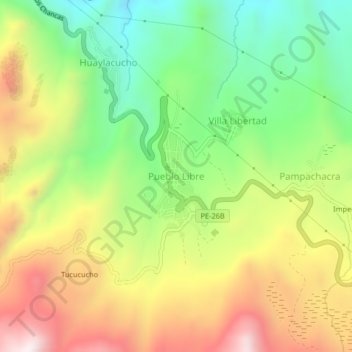Mappa topografica Pueblo Libre, altitudine, rilievo