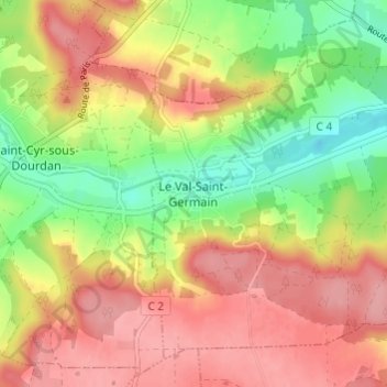Mappa topografica Le Val-Saint-Germain, altitudine, rilievo