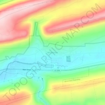 Mappa topografica Wiconisco, altitudine, rilievo
