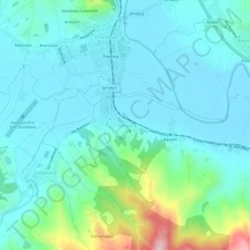 Mappa topografica Verna, altitudine, rilievo