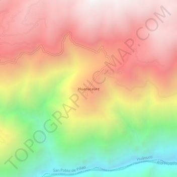 Mappa topografica Huanacaure, altitudine, rilievo