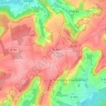 Mappa topografica Montbérault, altitudine, rilievo