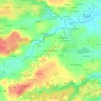 Mappa topografica Le Breil Monbusson, altitudine, rilievo