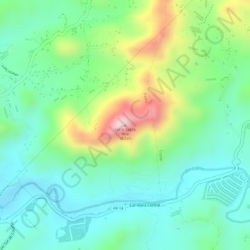 Mappa topografica Cerro Santa Ana, altitudine, rilievo