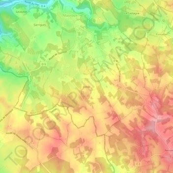Mappa topografica Dordé, altitudine, rilievo