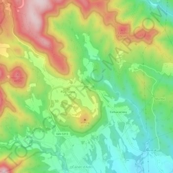 Mappa topografica Adri, altitudine, rilievo