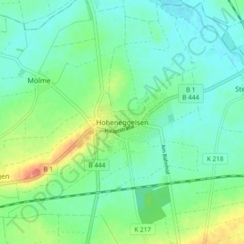 Mappa topografica Hoheneggelsen, altitudine, rilievo