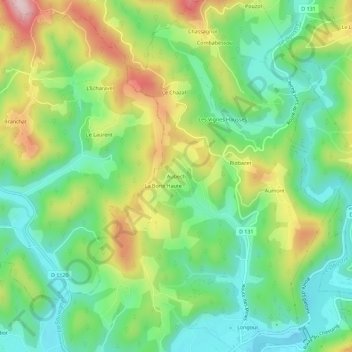 Mappa topografica Aubech, altitudine, rilievo