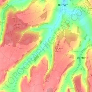 Mappa topografica Breach, altitudine, rilievo