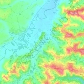 Mappa topografica Merlazza, altitudine, rilievo