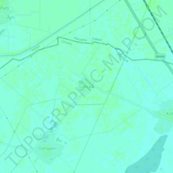 Mappa topografica Umrala, altitudine, rilievo
