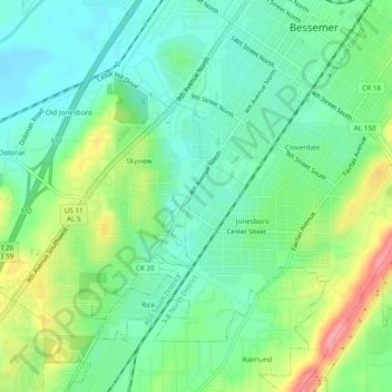 Mappa topografica Anns Trailer Court, altitudine, rilievo