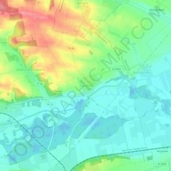 Mappa topografica Inkofen, altitudine, rilievo