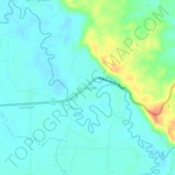 Mappa topografica Guiddam, altitudine, rilievo
