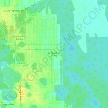 Mappa topografica Daytona Park Estates, altitudine, rilievo