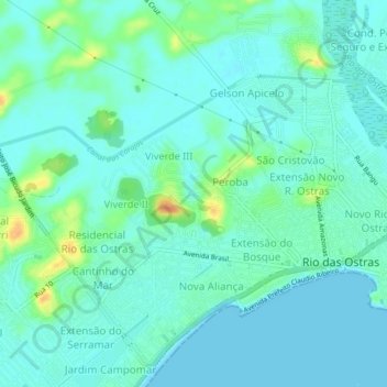 Mappa topografica Viverde I, altitudine, rilievo
