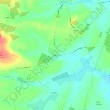 Mappa topografica Pesselières, altitudine, rilievo