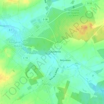 Mappa topografica Coulomme, altitudine, rilievo