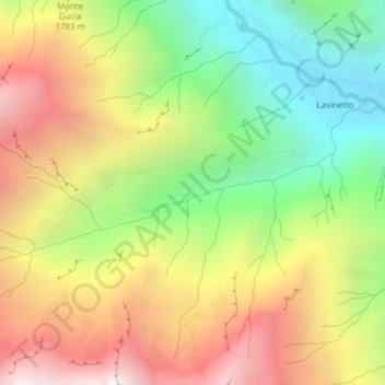 Mappa topografica Pian Bosco, altitudine, rilievo