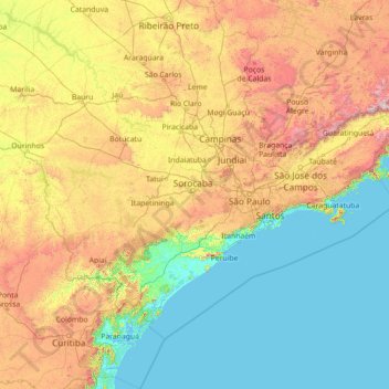 Mappa topografica Rio Acima, altitudine, rilievo