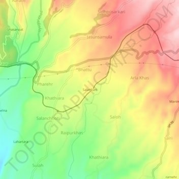 Mappa topografica Salanbari, altitudine, rilievo