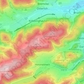 Mappa topografica Dingeringhausen, altitudine, rilievo