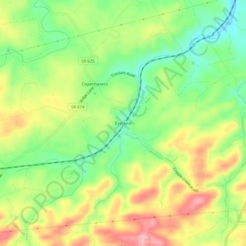 Mappa topografica Crockett, altitudine, rilievo