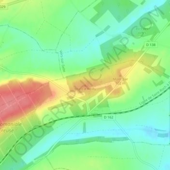Mappa topografica Mont d'Heilly, altitudine, rilievo
