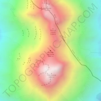 Mappa topografica Nevado del Huila, altitudine, rilievo