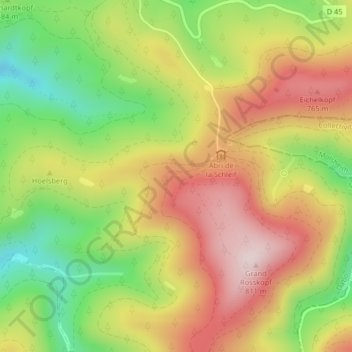 Mappa topografica Backofenfels, altitudine, rilievo