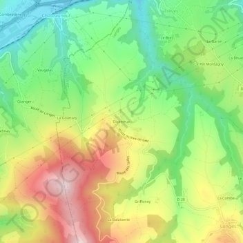 Mappa topografica Dizimieux, altitudine, rilievo