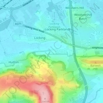 Mappa topografica Elborough, altitudine, rilievo
