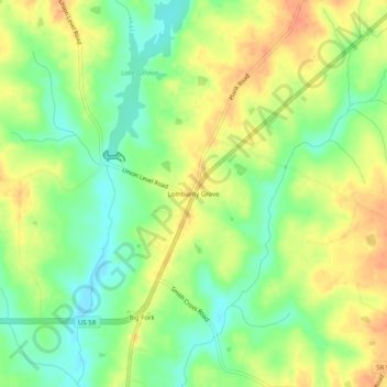 Mappa topografica Lombardy Grove, altitudine, rilievo