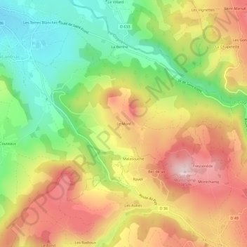 Mappa topografica Le Mont, altitudine, rilievo