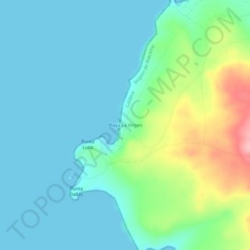 Mappa topografica Playa La Virgen, altitudine, rilievo